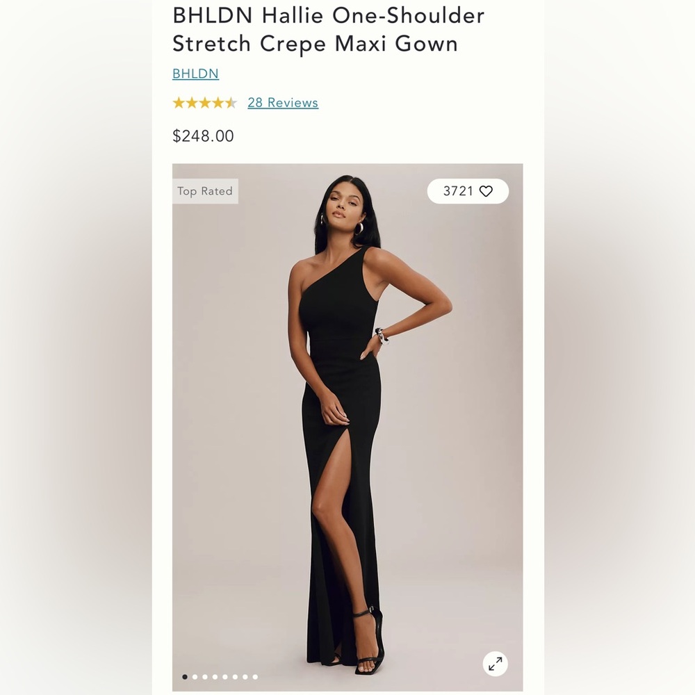 BHLDN by Anthropologie Hallie Black One-Shoulder Dress